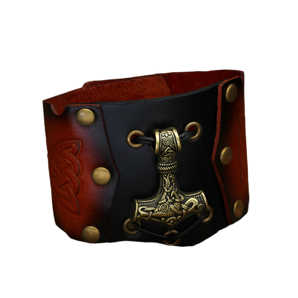 Stainless Steel Mjölnir Cowhide Bracelet
