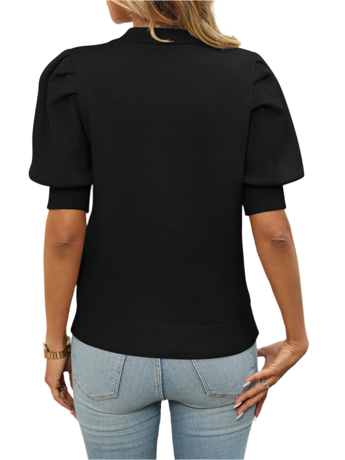 Mandy Mock Neck Puff Sleeve Sweater