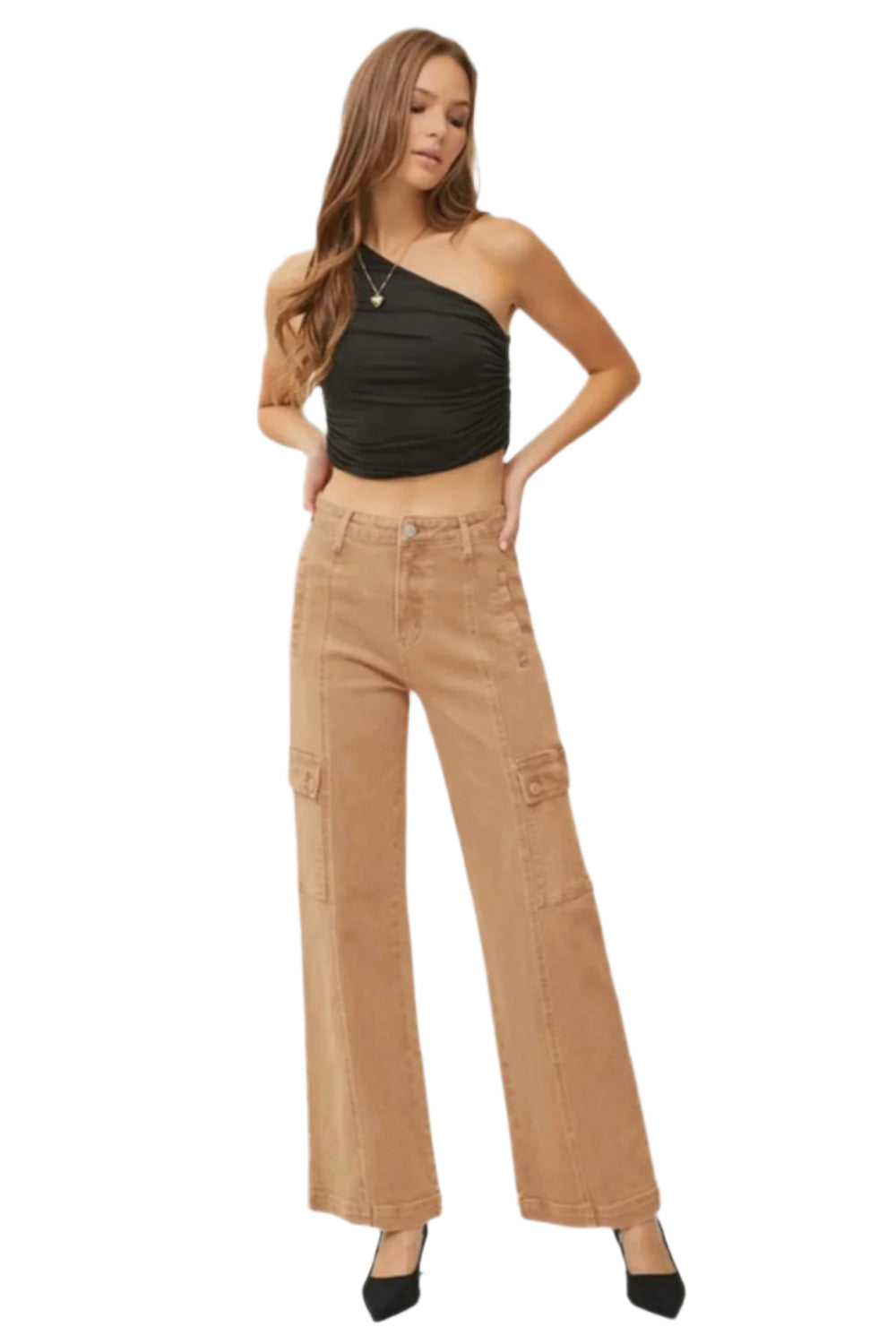 RISEN Full Size High Rise Wide Leg Cargo Jeans