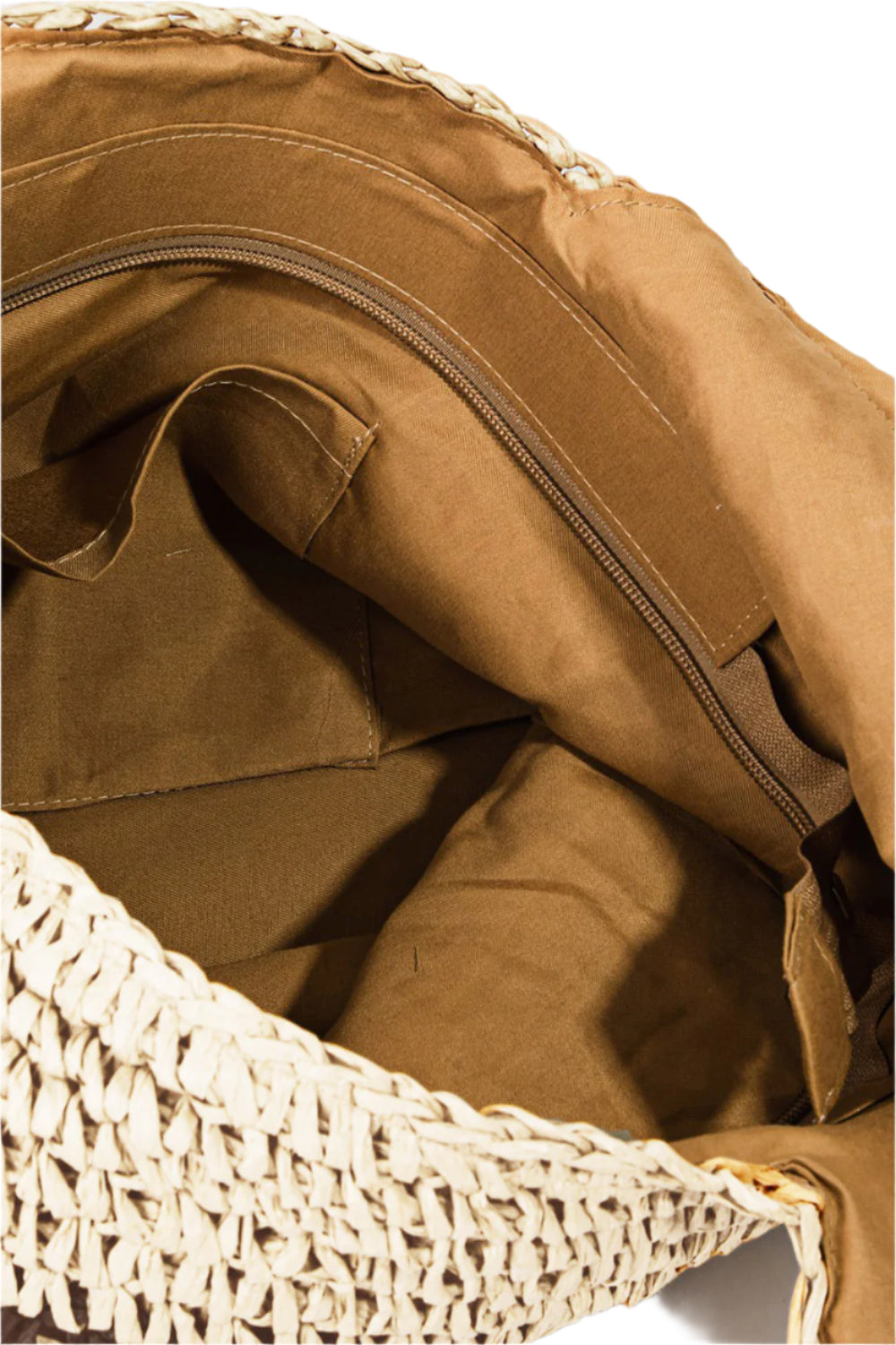 Fame Striped Straw Braided Tote Bag