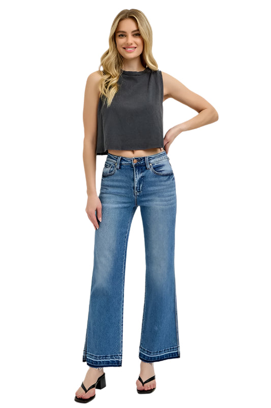RISEN Full Size Raw Hem Ankle Bootcut Jeans Plus Size