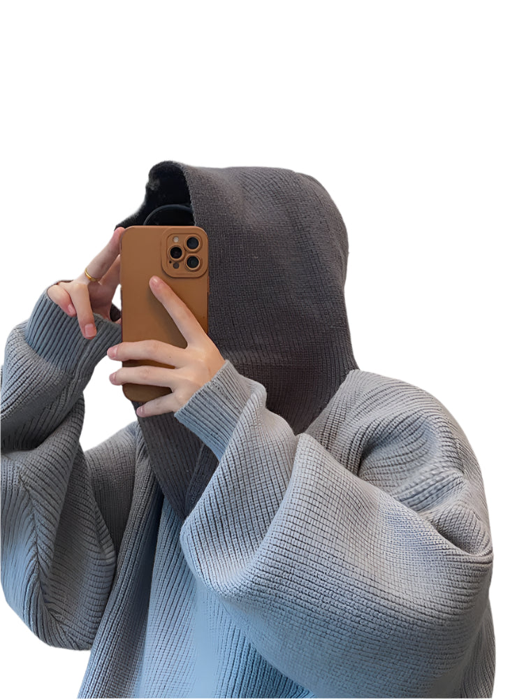 Men's Oversized Knitted Hooded Sweater