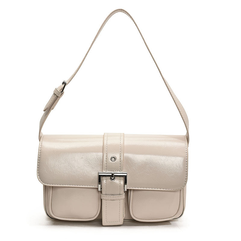 PU Leather Simple Buckle Handbag