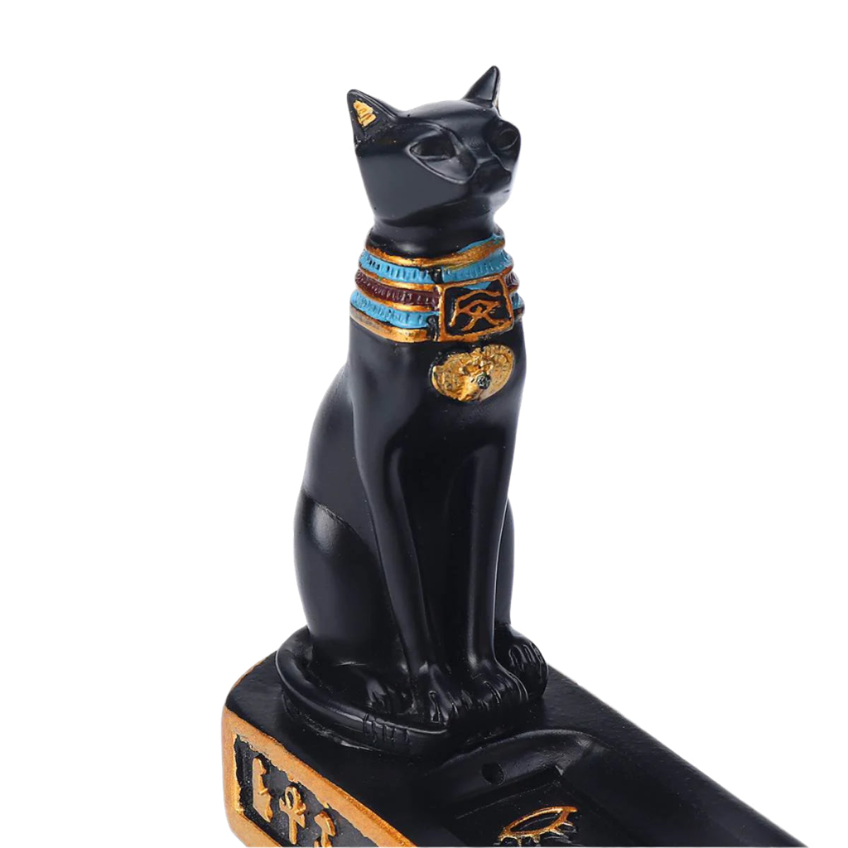 Resin Egyptian Cat and Hieroglyphics Incense Burner