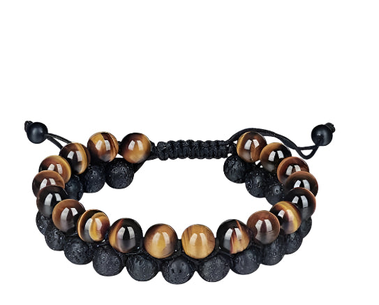 Tiger's Eye Crystal Lava Stone Rope Bracelet