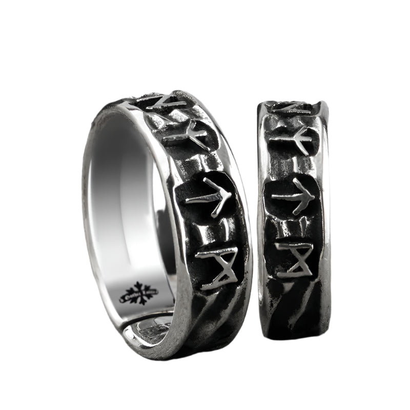 Handmade 925 Sterling Silver Norse Elder Futhark Runes Ring