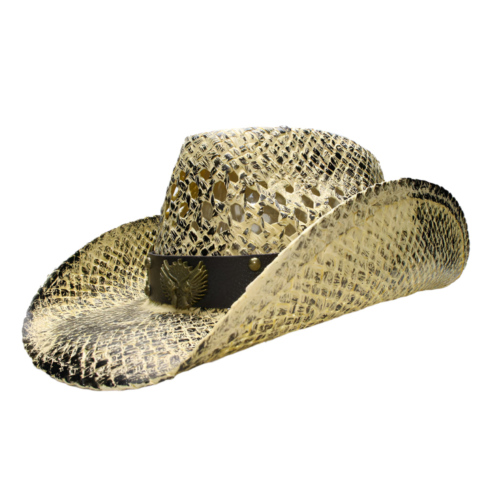 Two Guns Lafite Grass Cowboy Hat with Adjustable Strap