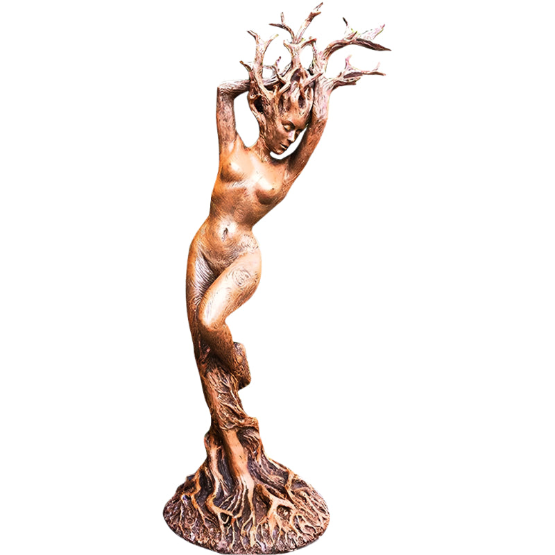 Green Man and Dryad Resin Altar Statues