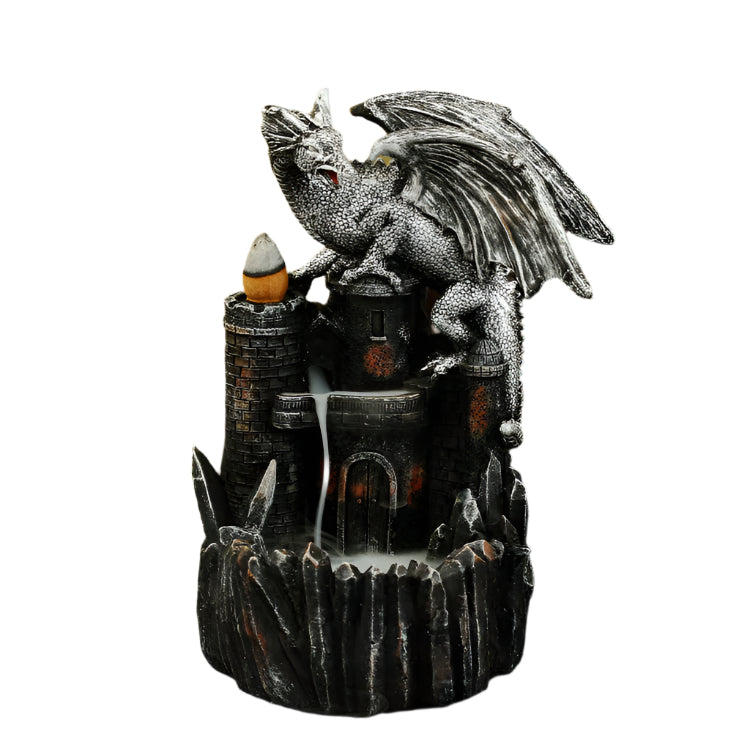Resin Flying Dragon on Castle Backflow Incense Burner