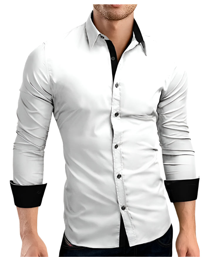 Men's Fitted Long Sleeve Button Down Contrast Shirt