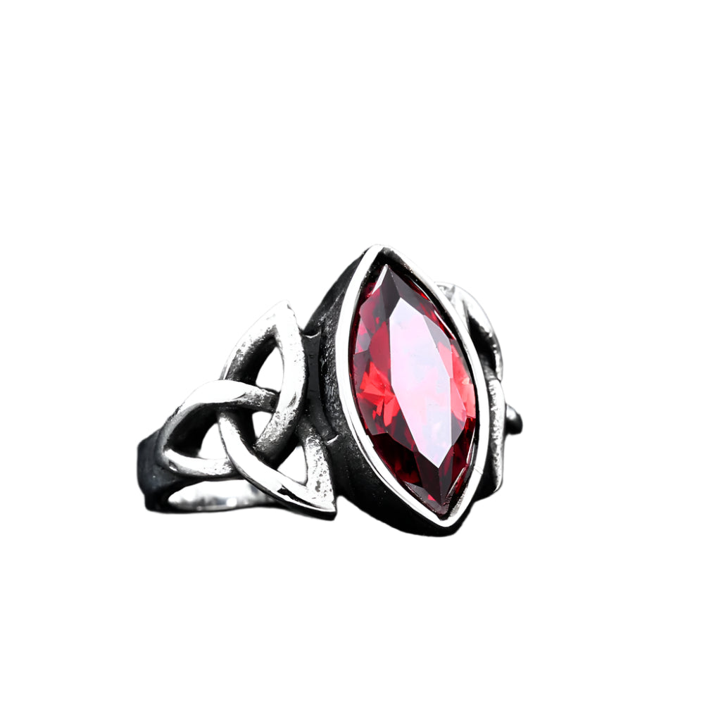 Stainless Steel Triquetra with Colorful Zircon Ring