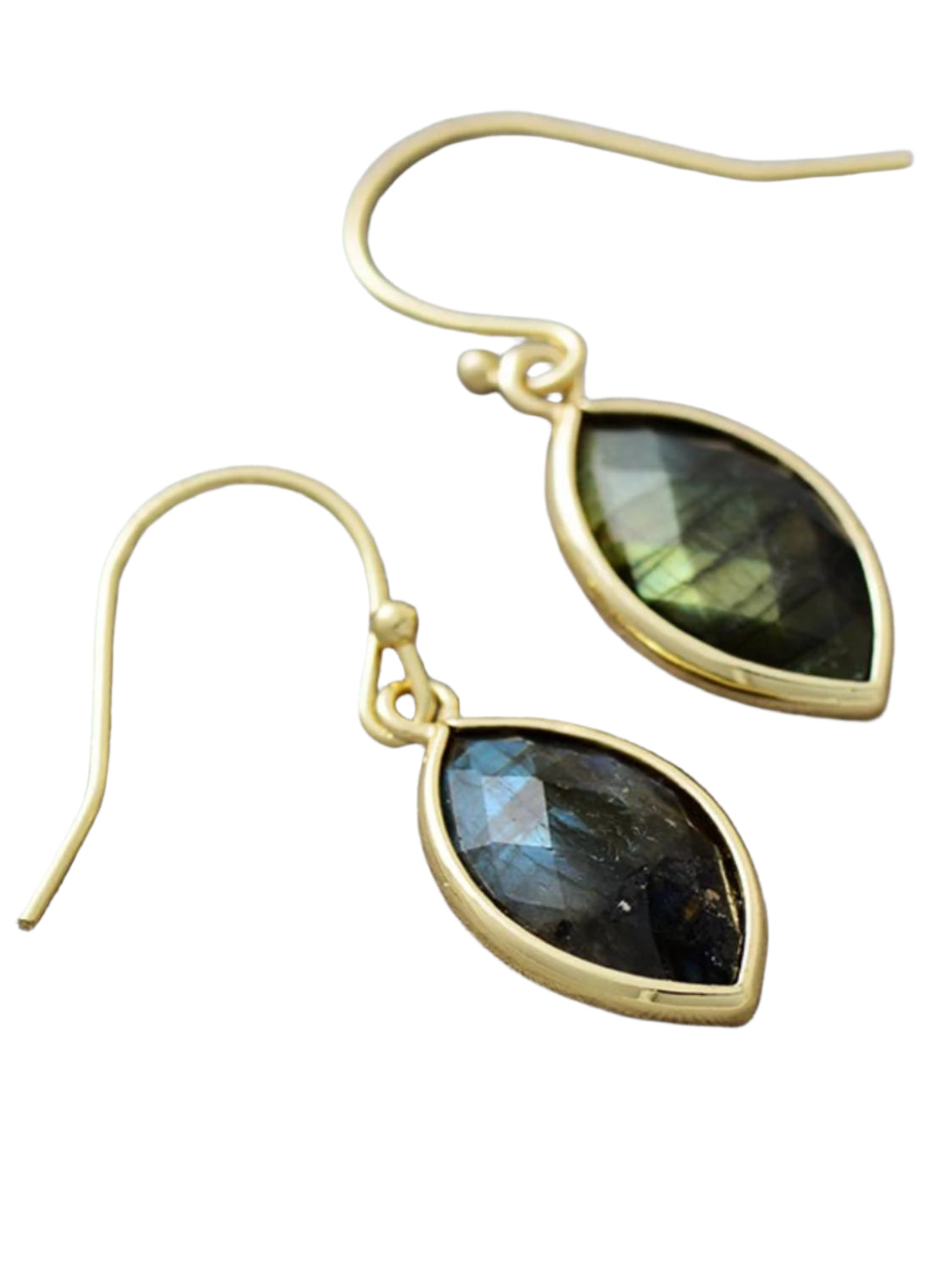 Geometrical Shape Labradorite Crystal Dangle Earrings