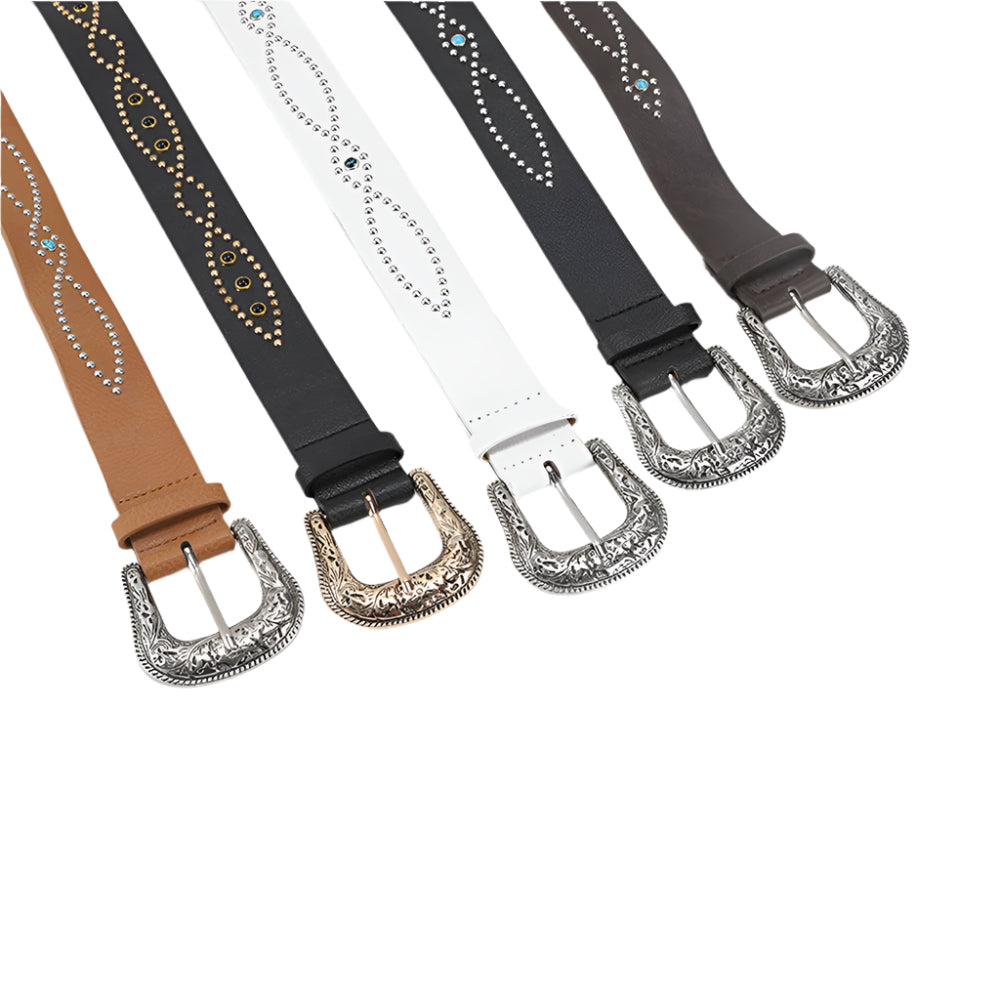 PU Leather Rhinestone Belt