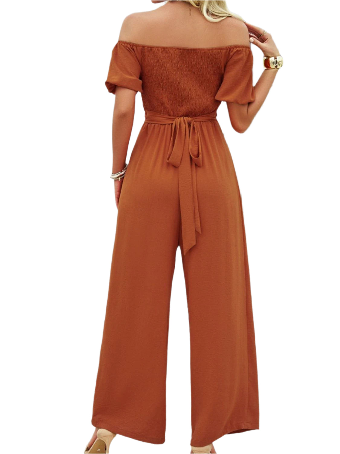 Devine Cutout Off Shoulder Wide Leg Jumpsuit