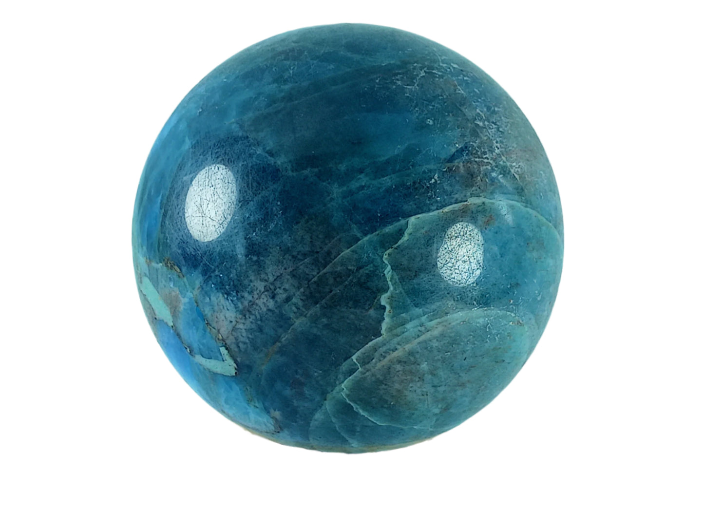 443G Blue Apatite Crystal Sphere