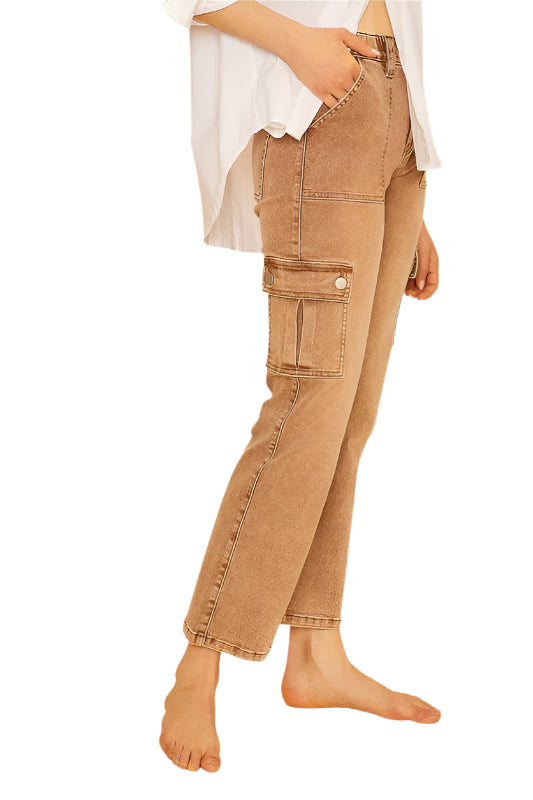 Annie Wear Straight Leg Jeans with Cargo Pockets