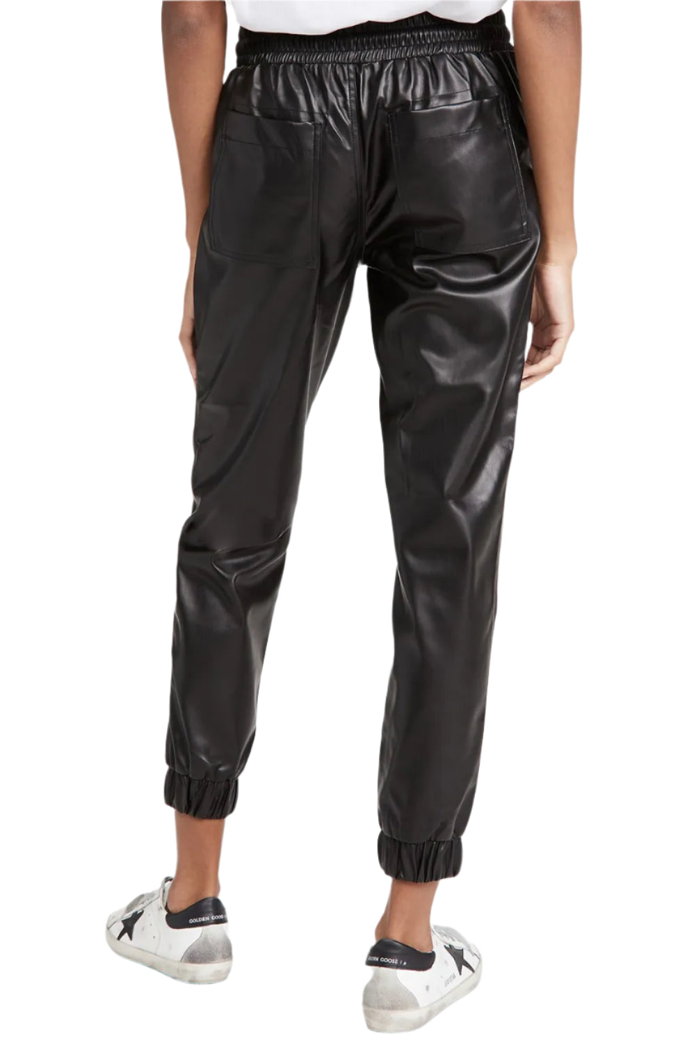 Drawstring PU Leather Pants with Pockets