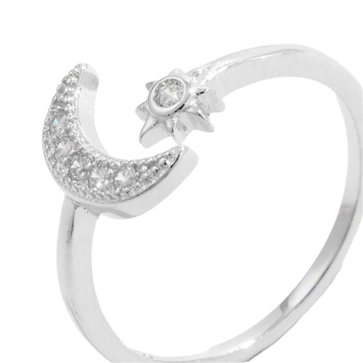 925 Sterling Silver Moon Open Ring