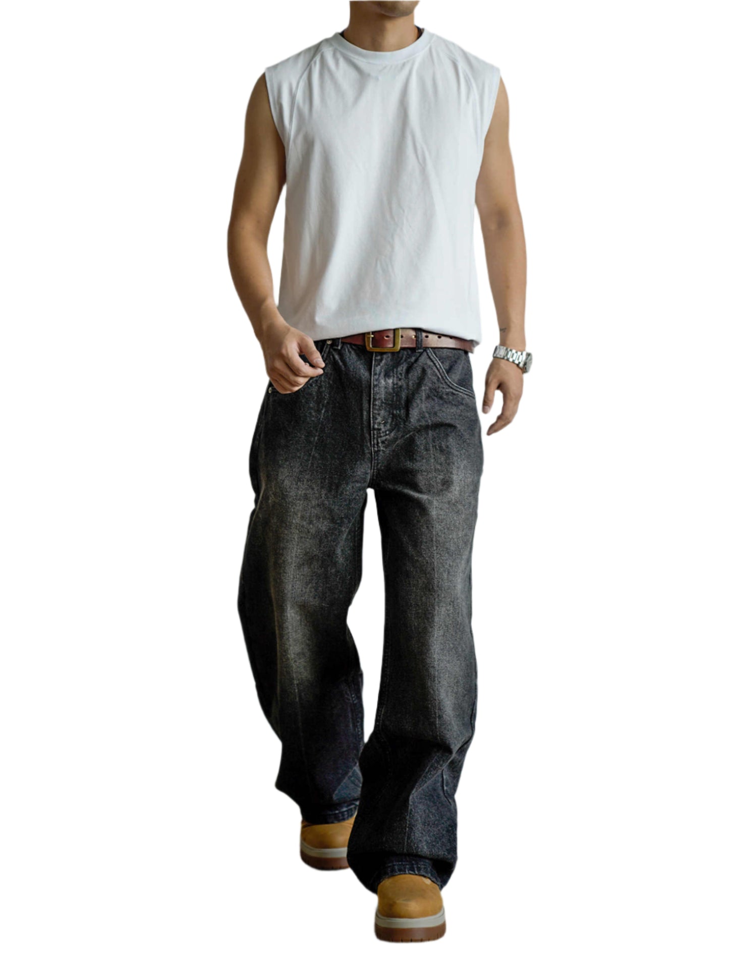 Men's Heavy Washed Black Jeans