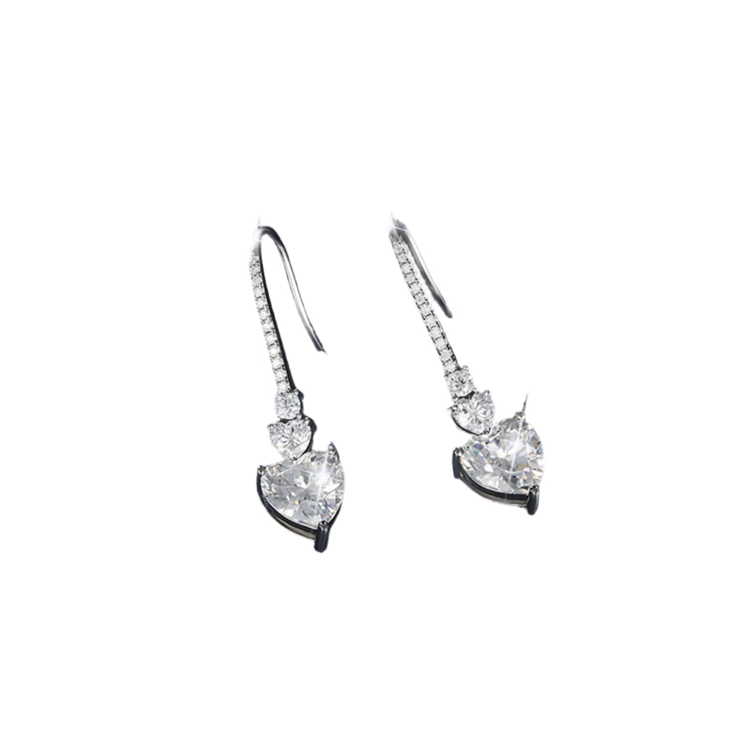 5.44 Carat 925 Sterling Silver Moissanite Heart Drop Earrings