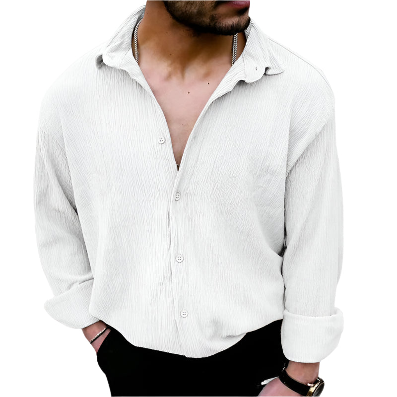 Men's Wrinkle Linen Button Down Collard Shirt
