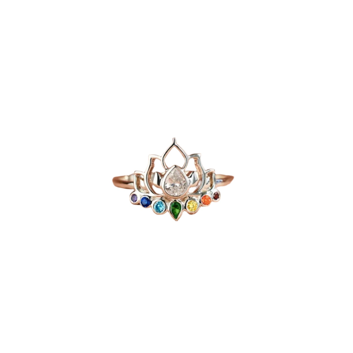 925 Sterling Silver Inlaid Zircon Lotus Shape Ring