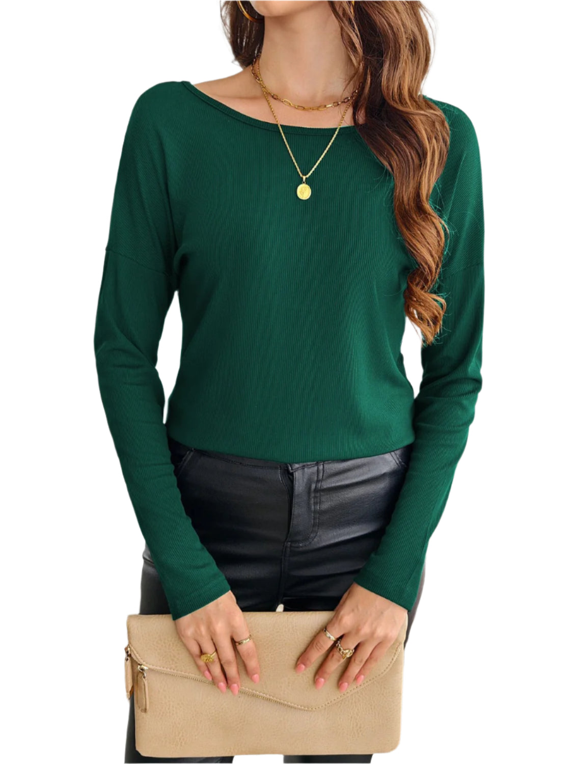 Lace Detail Butterfly Back Round Neck Long Sleeve T-Shirt