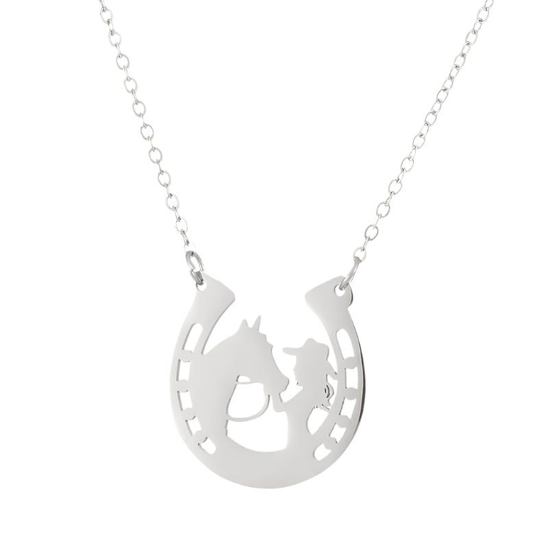 Stainless Steel Horseshoe Cowgirl Necklace