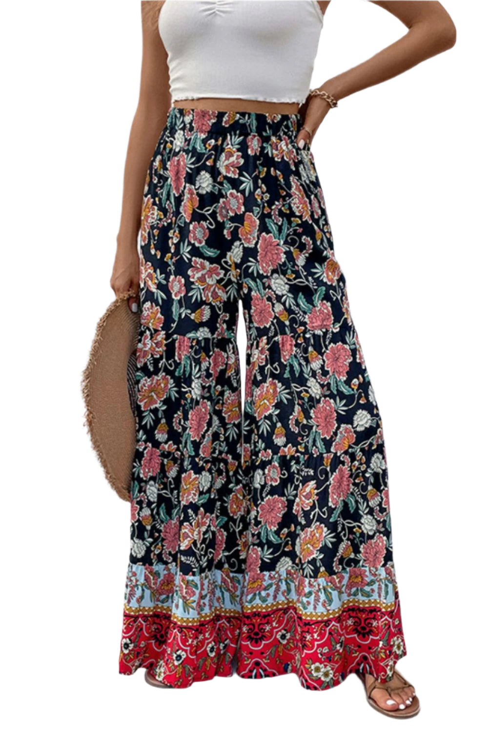 Perfee Floral High Waist Palazzo Pants