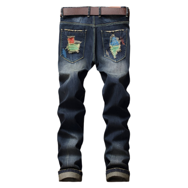 Men's Colorful Distressed Jeans