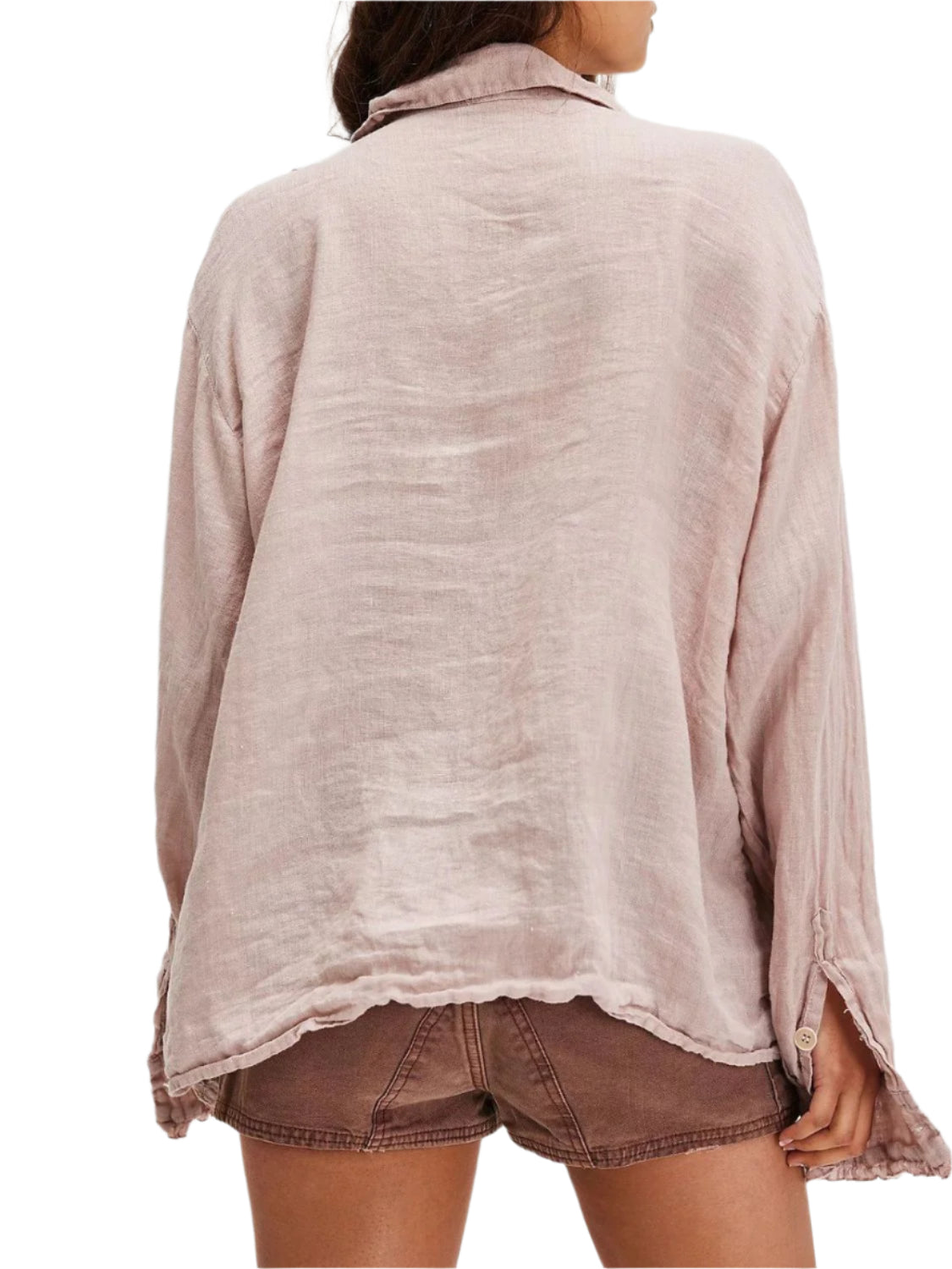 Frill Ruched Collared Neck Long Sleeve Shirt