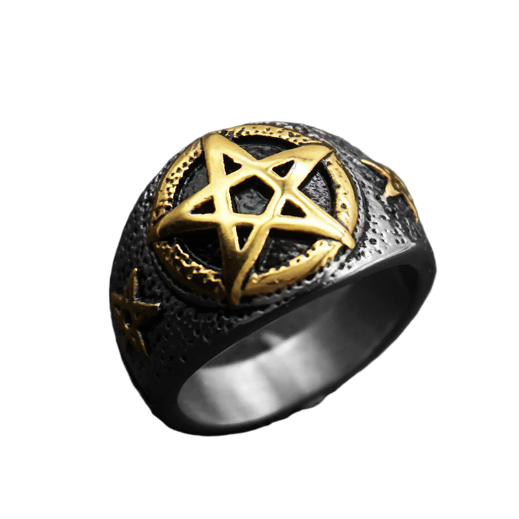Stainless Steel Two Tone Pentagram Ring