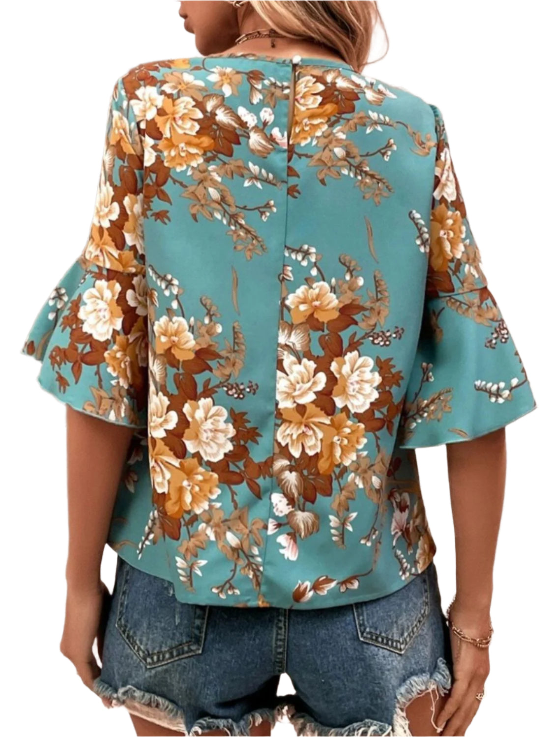 Printed Round Neck Half Sleeve Blouse
