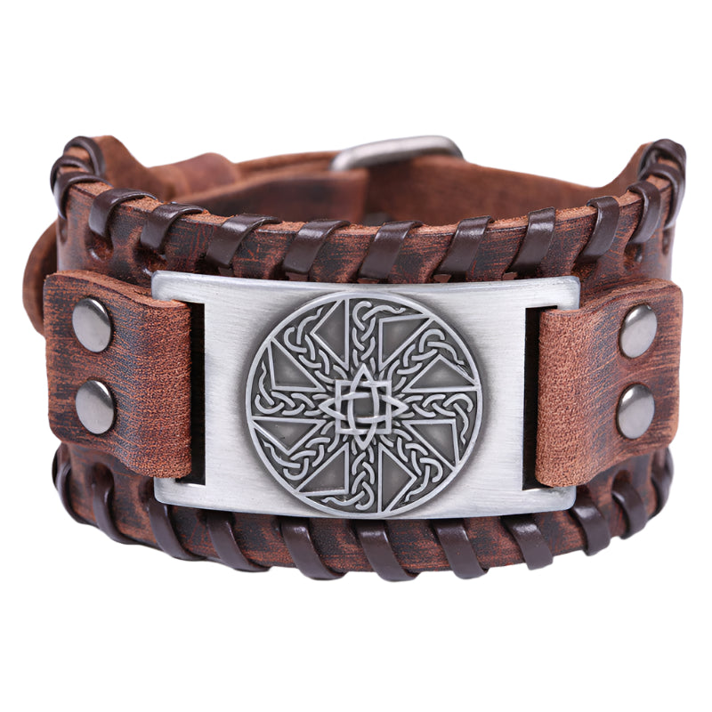 Woven Cowhide Leather Viking Stave Bracelets