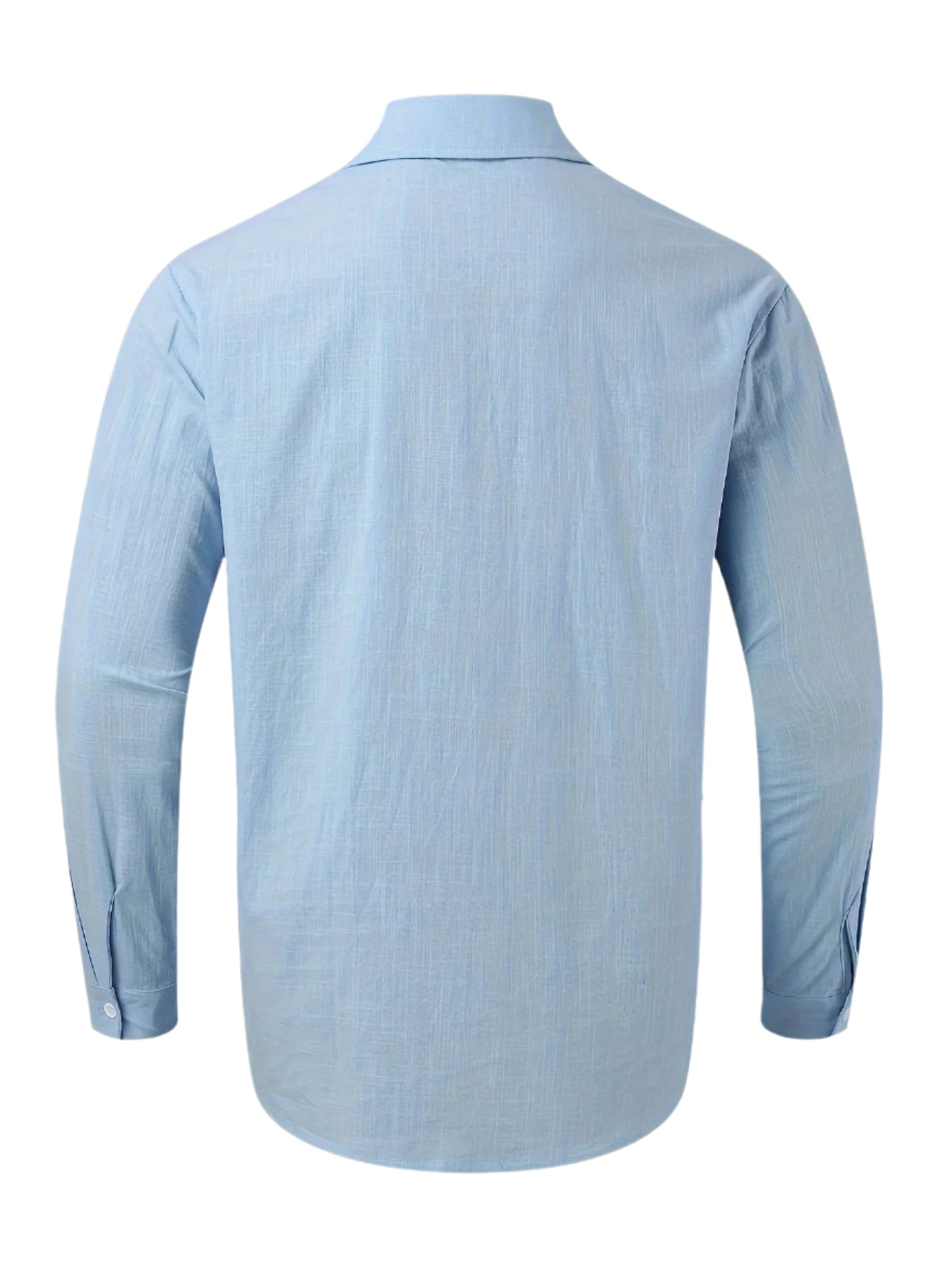 Men's Cotton and Linen Blue Collard Button Down Shirt