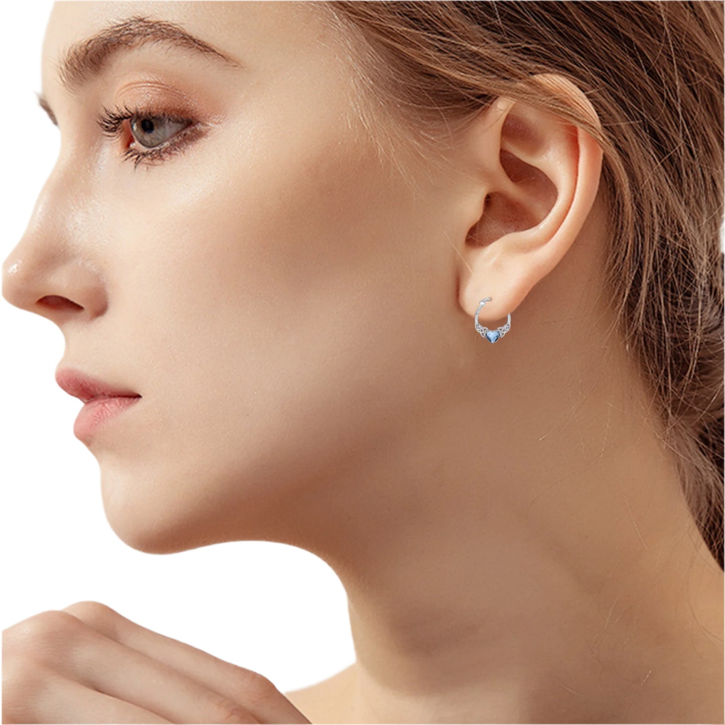 Blue Australian Heart Crystal Celtic Knot Hoop Style Earrings