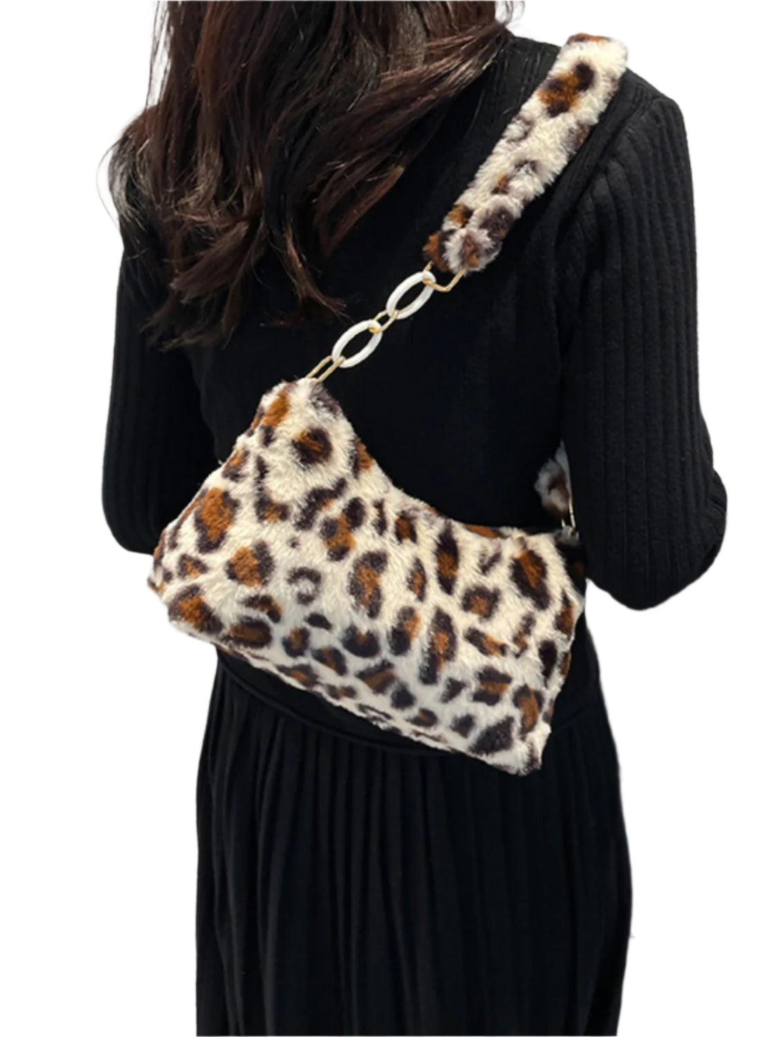 Leopard Fluff Shoulder Bag