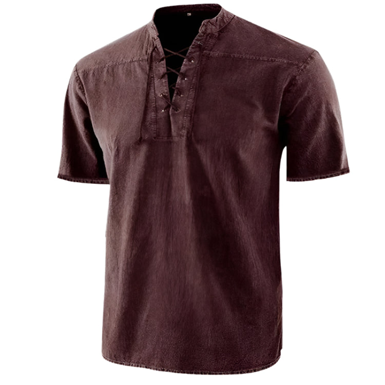Men's Short Sleeve Lace Up Shirt