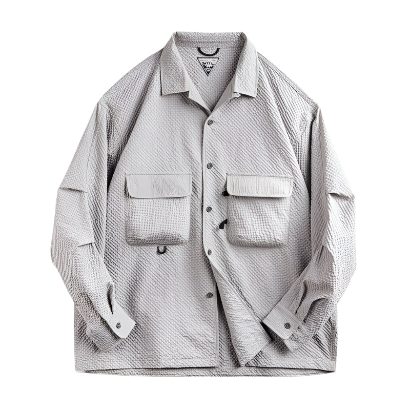 Cuban Collar Long Sleeve Button Down Shirt