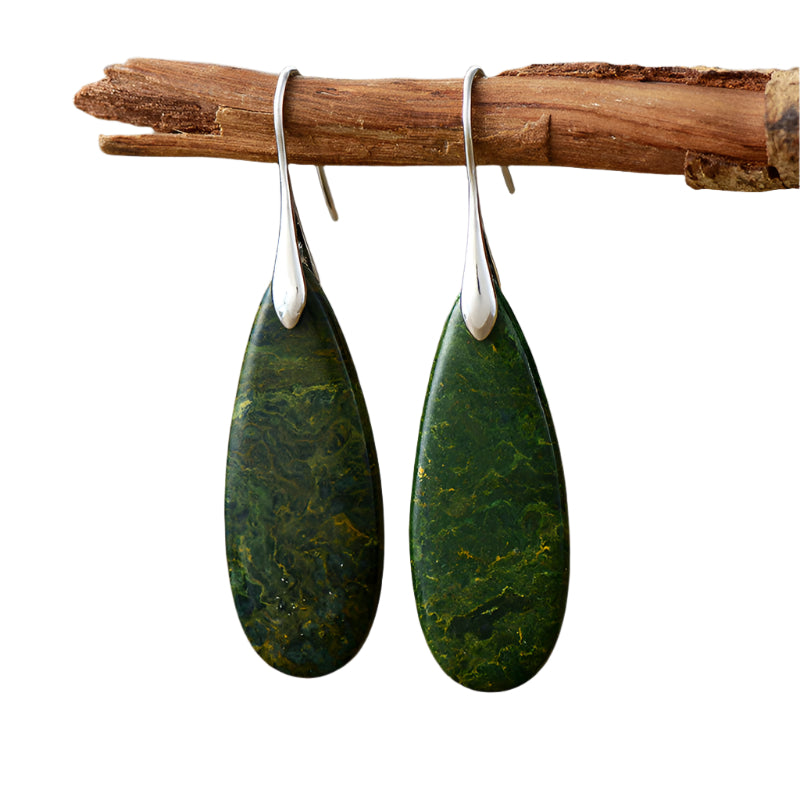 Jasper and Emerald Crystal Waterdrop Shape Earrings