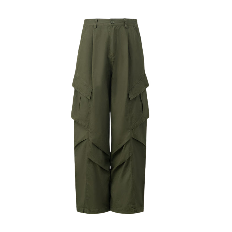 Pure Cotton Wide Leg Cargo Men's Pants