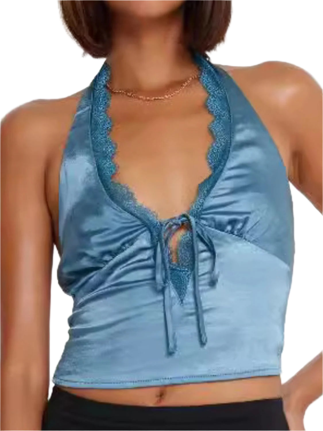 Lace Detail Halter Neck Tank