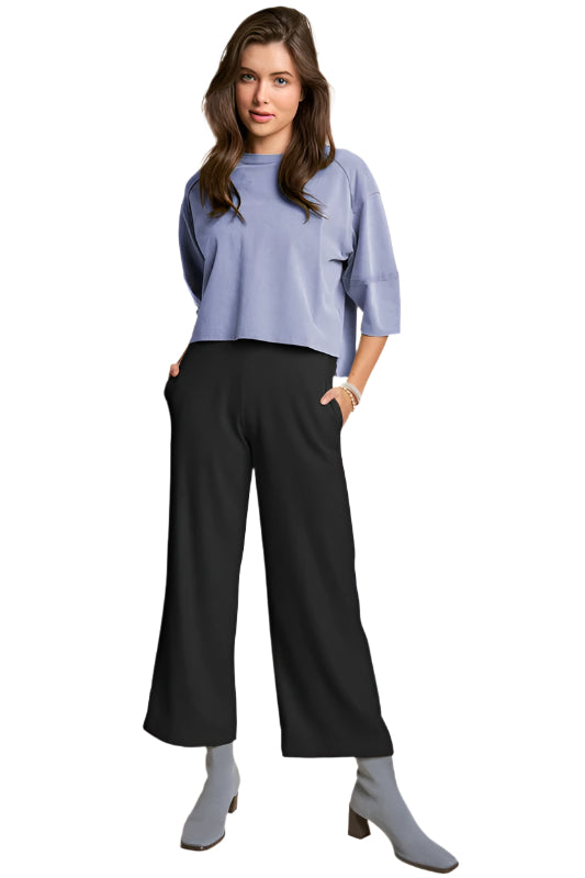 Davi & Dani Wide Leg Mid-Rise Pants