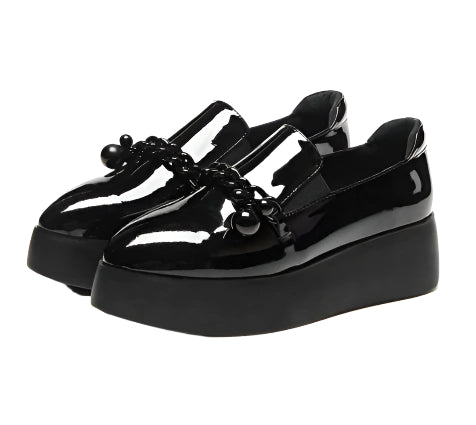 Cowhide Patent Leather Chain Loafers