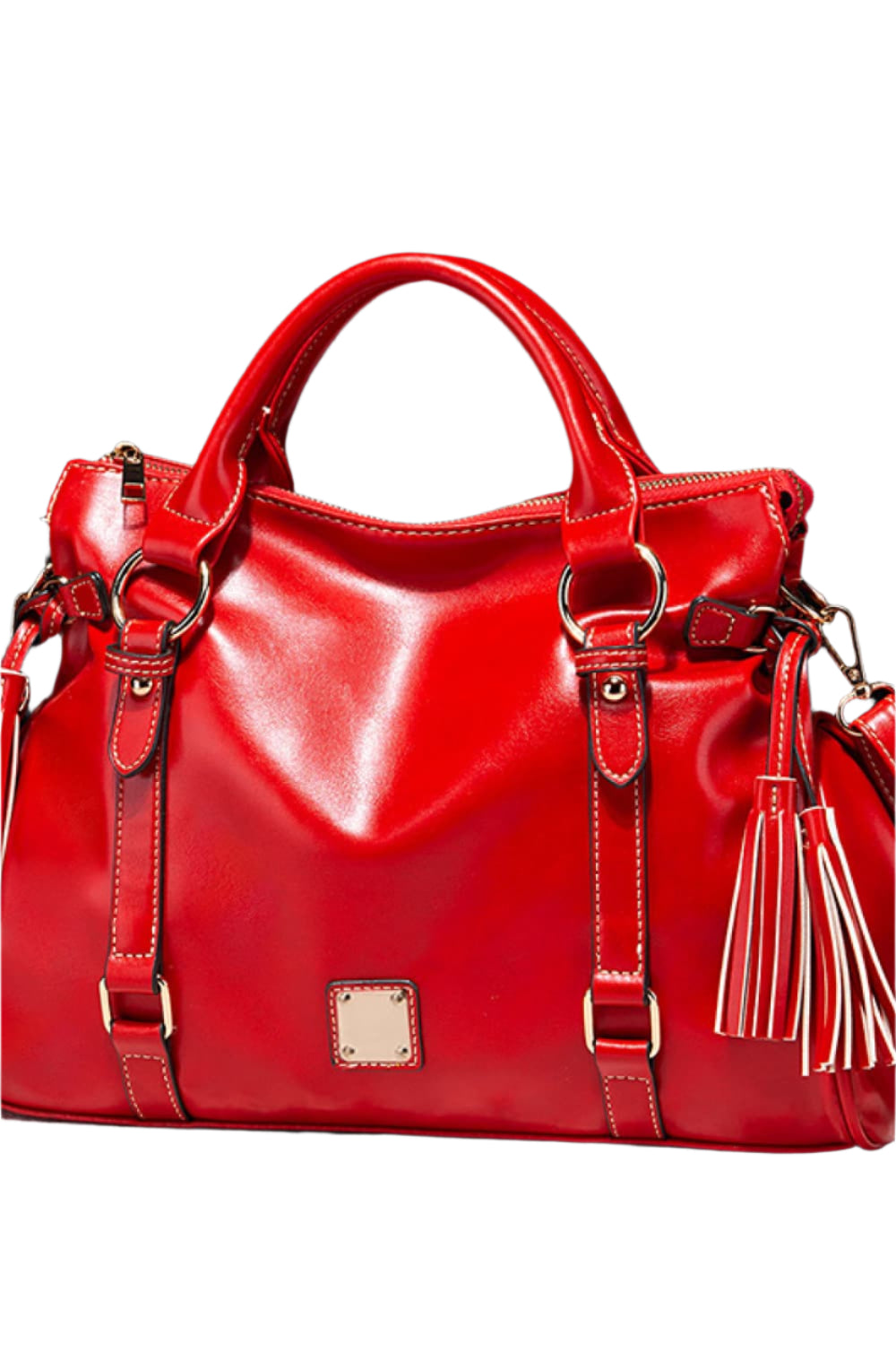 PU Leather Handbag with Tassels