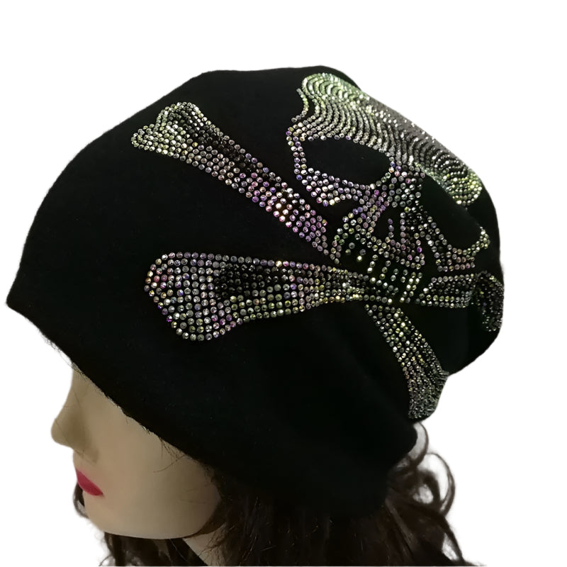 Y2G Rhinestone Skull Beanie Cap