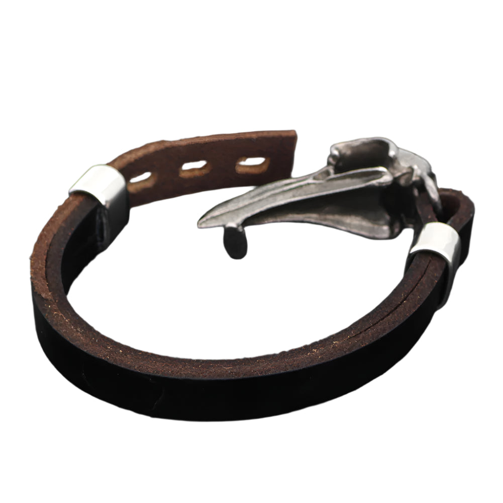 Raven Leather and Stainless Steel Bracelet