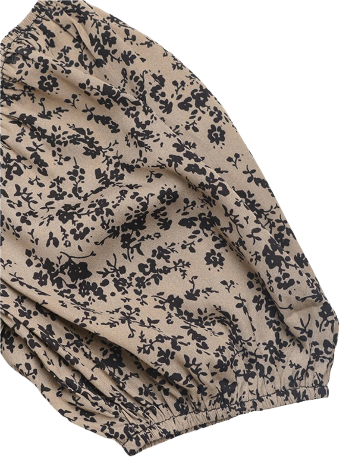 Perfee Smocked Printed Square Neck Puff Sleeve Jumpsuit