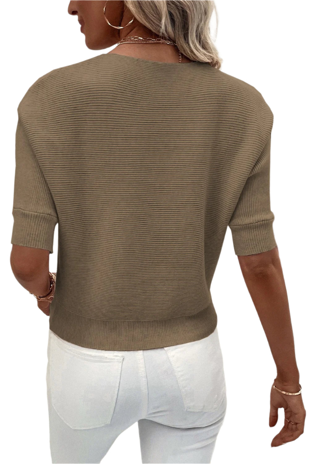 Round Neck Half Sleeve Knit Top