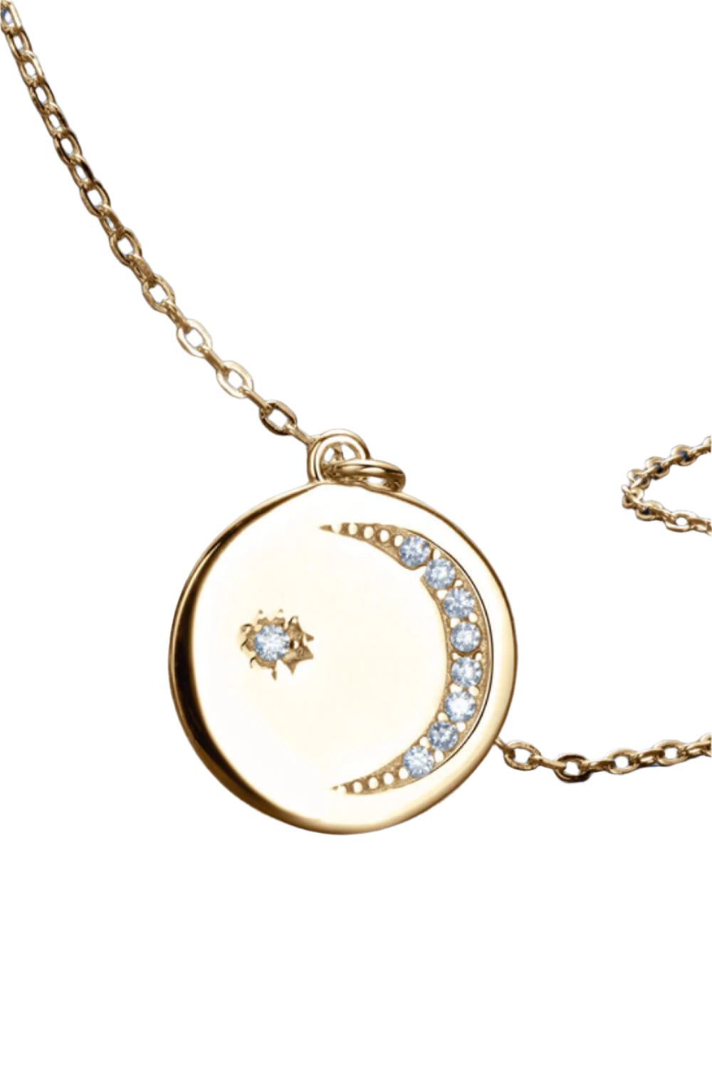 Moissanite Round Moon Pendant Necklace